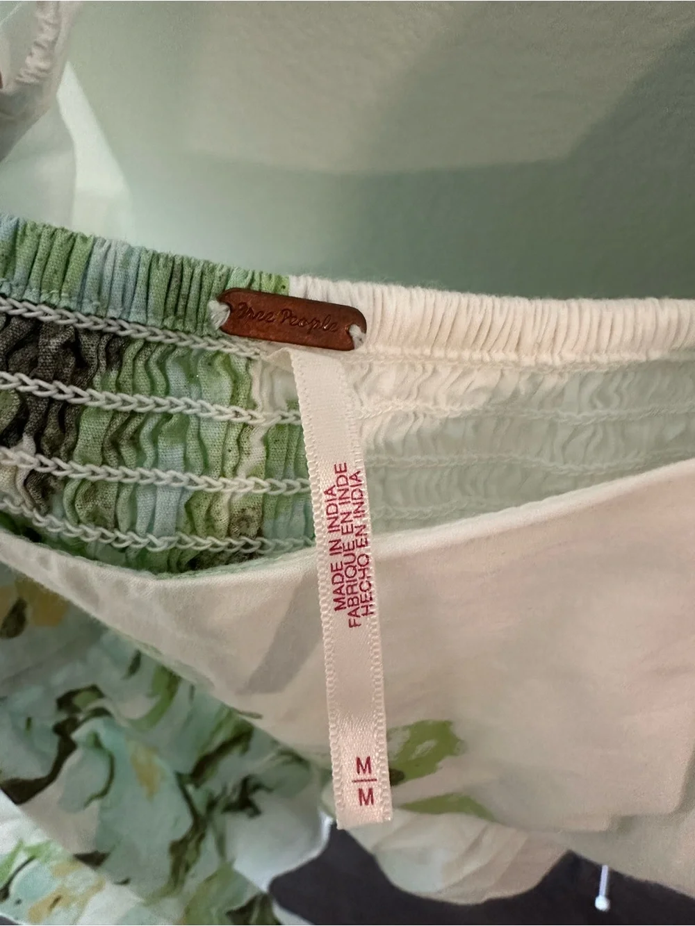 Free People Peony Mini Babydoll Dress in Green and White